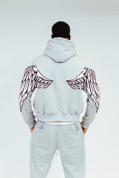 WING HOODIE - STONE GREY